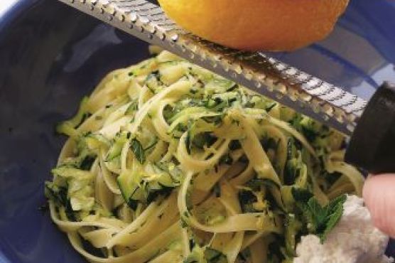 Fettuccine with Shredded Zucchini, Fresh Ricotta, and Lemon Zest