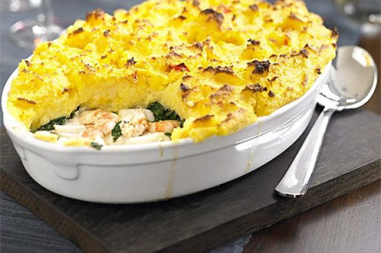 Fish pie with saffron mash