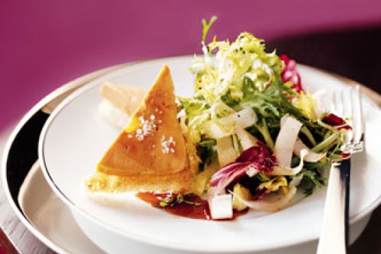 Foie Gras Toasts with Greens and Verjus Port Glaze