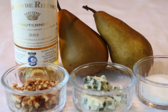 French in a Flash: Roquefort and Walnut-Stuffed Roasted Pears with Sauternes Syrup