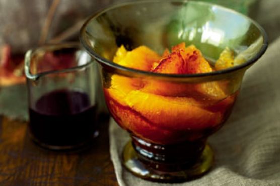 Fresh Oranges with Spiced Red Wine Syrup