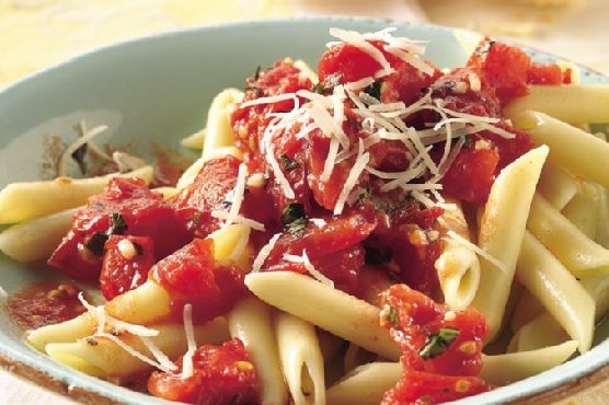Fresh Tomato and Garlic Penne for Two