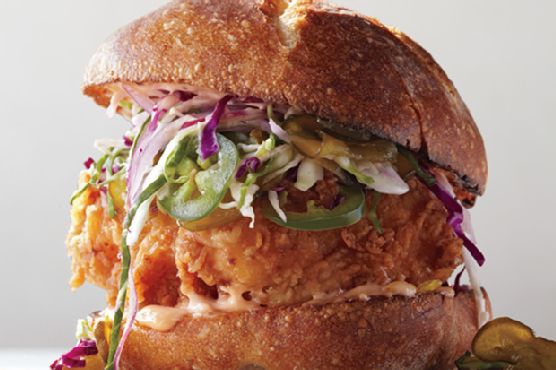 Fried Chicken Sandwich with Slaw and Spicy Mayo