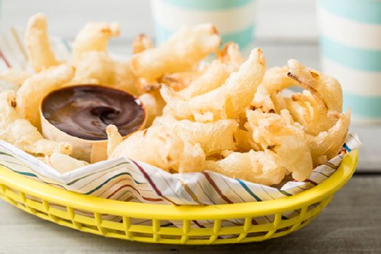 Fried Onion Dippers with Balsamic Ketchup