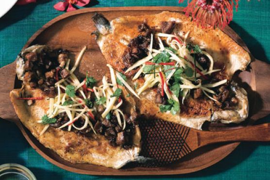 Fried Trout with Sweet Pork and Green Mango Salad