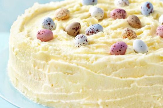 Frosted white chocolate Easter cake