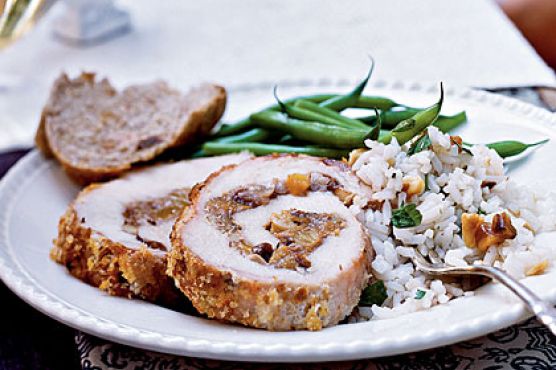 Fruit and Walnut-Stuffed Pork Loin