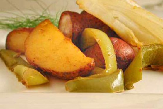 Garlic-Roasted Potatoes and Fennel