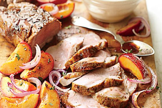 Glazed Pork with Fresh Plums
