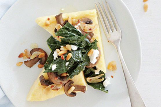 Goat Cheese Polenta with Sautéed Kale