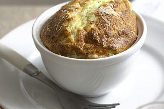 Goat's cheese, spring onion & parsley soufflés