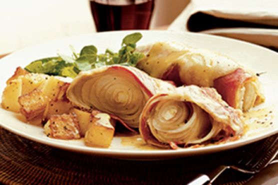 Golden chicory in prosciutto wraps