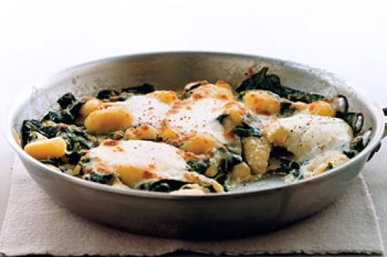 Gratineed Gnocchi with Spinach and Ricotta
