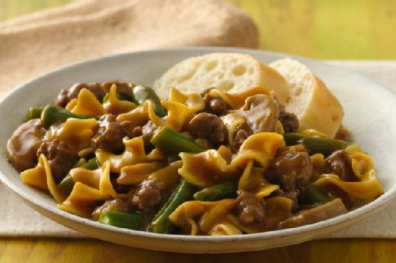 Green Bean and Beef Pasta Supper