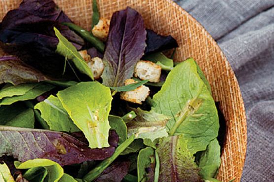 Green Bean Caesar Salad with Baby Romaine Lettuces