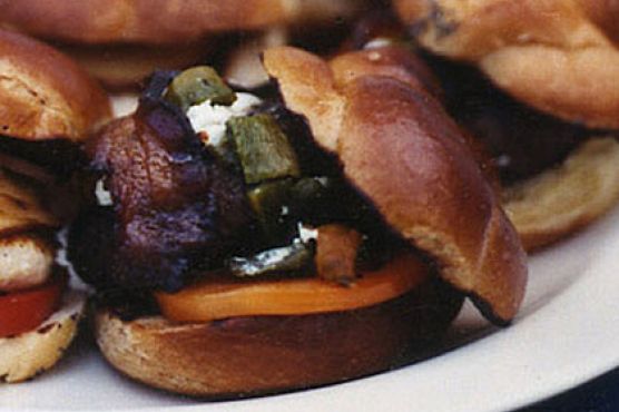 Green-Chile Bacon Burgers with Goat Cheese