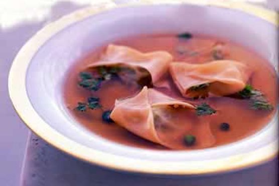Green Pea Ravioli in Lemon Broth