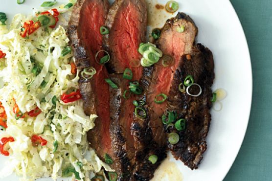 Grilled Asian Flank Steak with Sweet Slaw