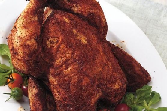 Grilled Beer-Can Chicken with Spicy Chili Rub