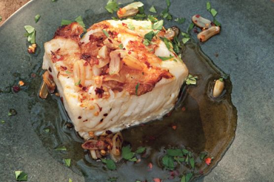 Grilled Black Cod with Fried Garlic and Chiles