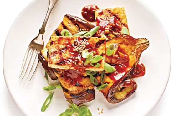Grilled Eggplant and Tofu Steaks with Sticky Hoisin Glaze