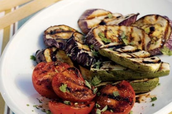 Grilled Eggplant, Tomatoes, and Zucchini