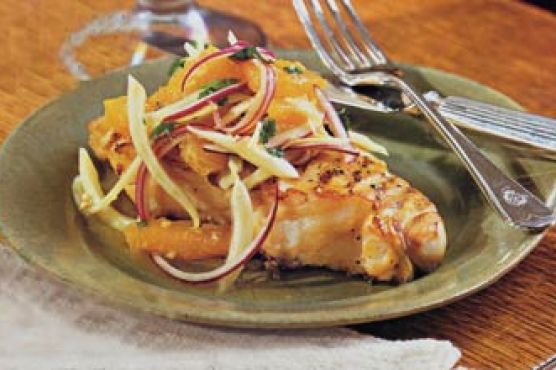 Grilled Fish with Orange-Fennel Salsa