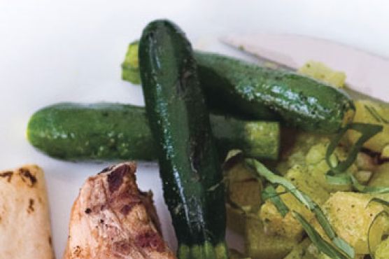 Grilled Garlic-Marinated Baby Zucchini