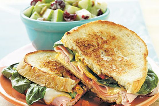 Grilled Ham, Muenster, and Spinach Sandwiches