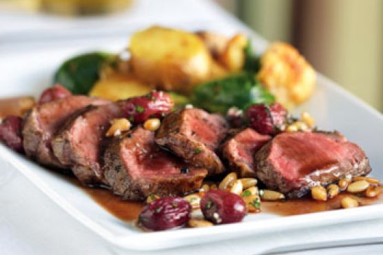 Grilled Lamb with Curried Vegetables and Grape Pine Nut Gremolata