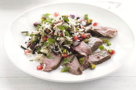 Grilled lamb with wintry rice salad