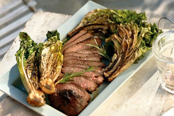 Grilled Leg of Lamb with Curly Endive and Romaine