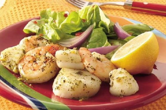 Grilled Lemon-Pesto Shrimp and Scallops