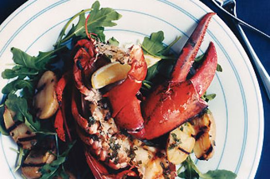 Grilled Lobster and Potatoes with Basil Vinaigrette