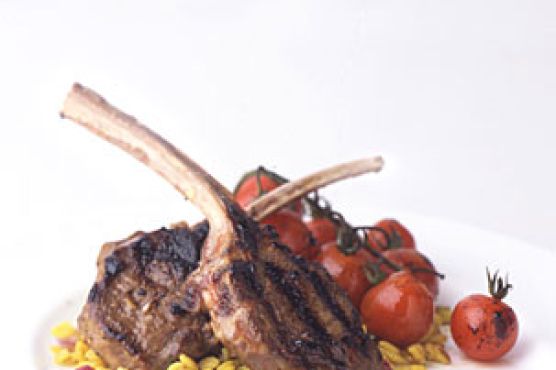 Grilled Marinated Lamb Chops with Balsamic Cherry Tomatoes