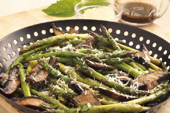 Grilled Parmesan Asparagus and Mushrooms