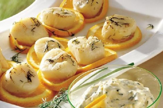 Grilled Scallops with Orange-Chive Mayonnaise