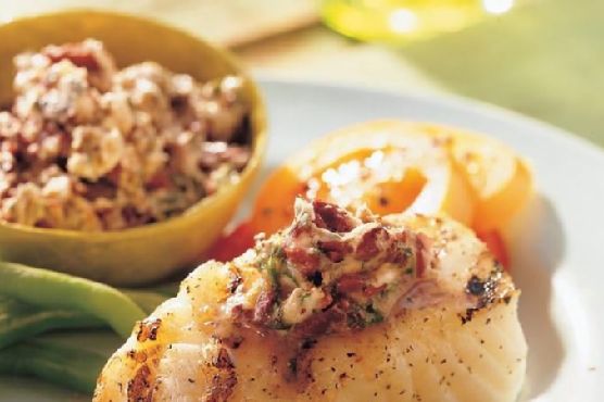 Grilled Sea Bass with Citrus-Olive Butter
