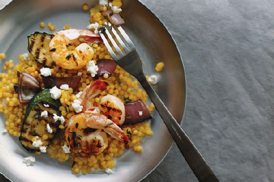 Grilled Shrimp and Vegetables with Pearl Couscous