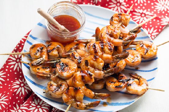 Grilled Shrimp with Honey-Ginger Barbecue Sauce