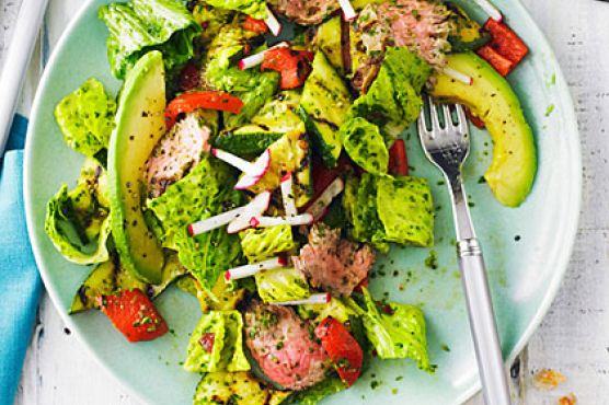 Grilled Steak and Vegetable Salad with Chipotle Chimichurri Dressing