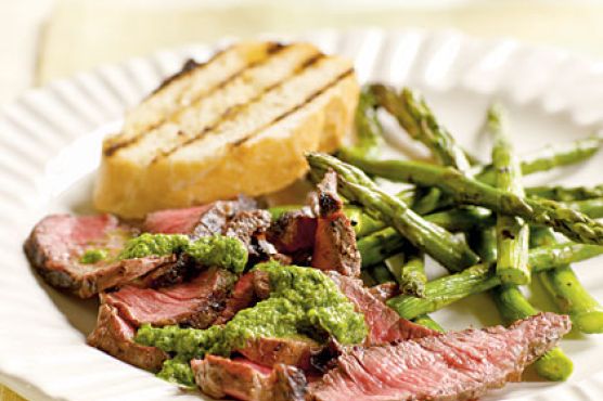 Grilled Steak with Caper-Herb Sauce