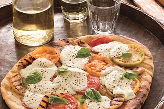 Grilled Tomato-Peach Pizza