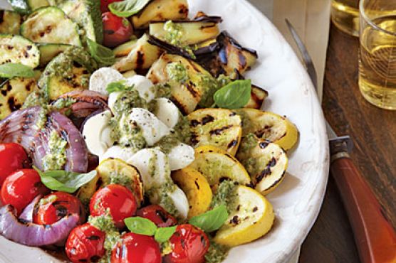 Grilled Vegetable Caprese with Pesto