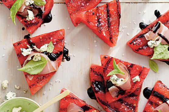 Grilled Watermelon with Blue Cheese and Prosciutto