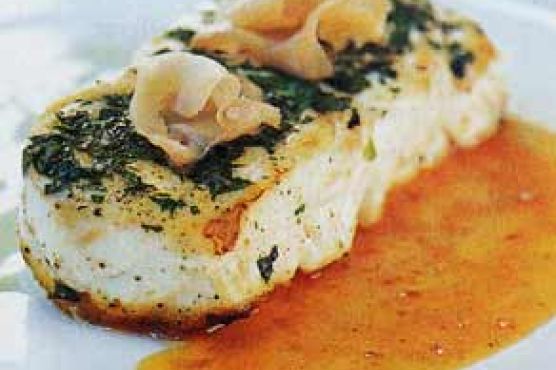 Halibut with Sambal Vinaigrette and Wasabi Cream