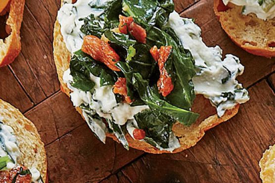Ham-and-Greens Crostini
