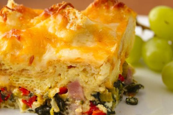 Ham, Spinach and Cheese Strata