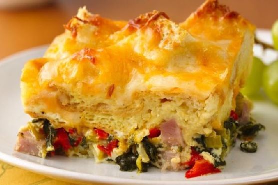 Ham, Spinach and Cheese Strata