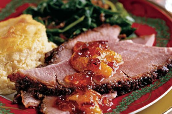 Ham with Bourbon, Molasses, and Pecan Glaze